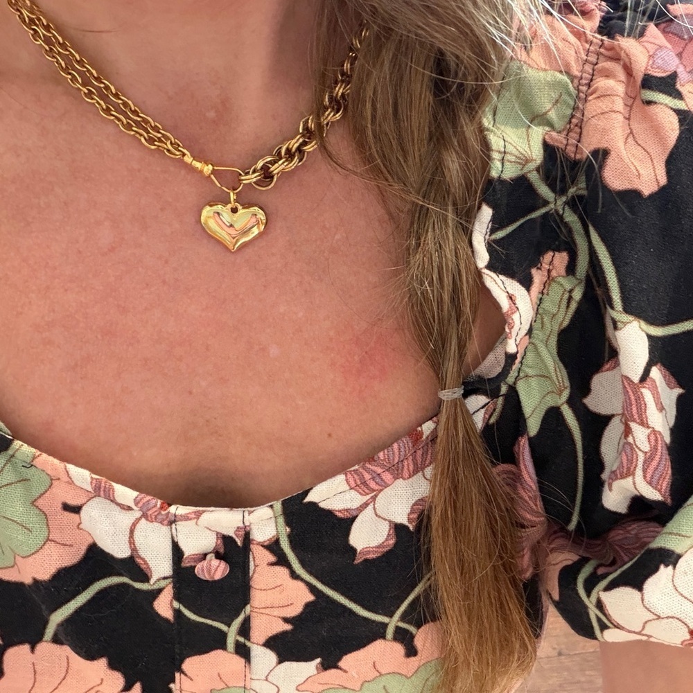 Vintage style Gold plated Heart Pendant Necklace